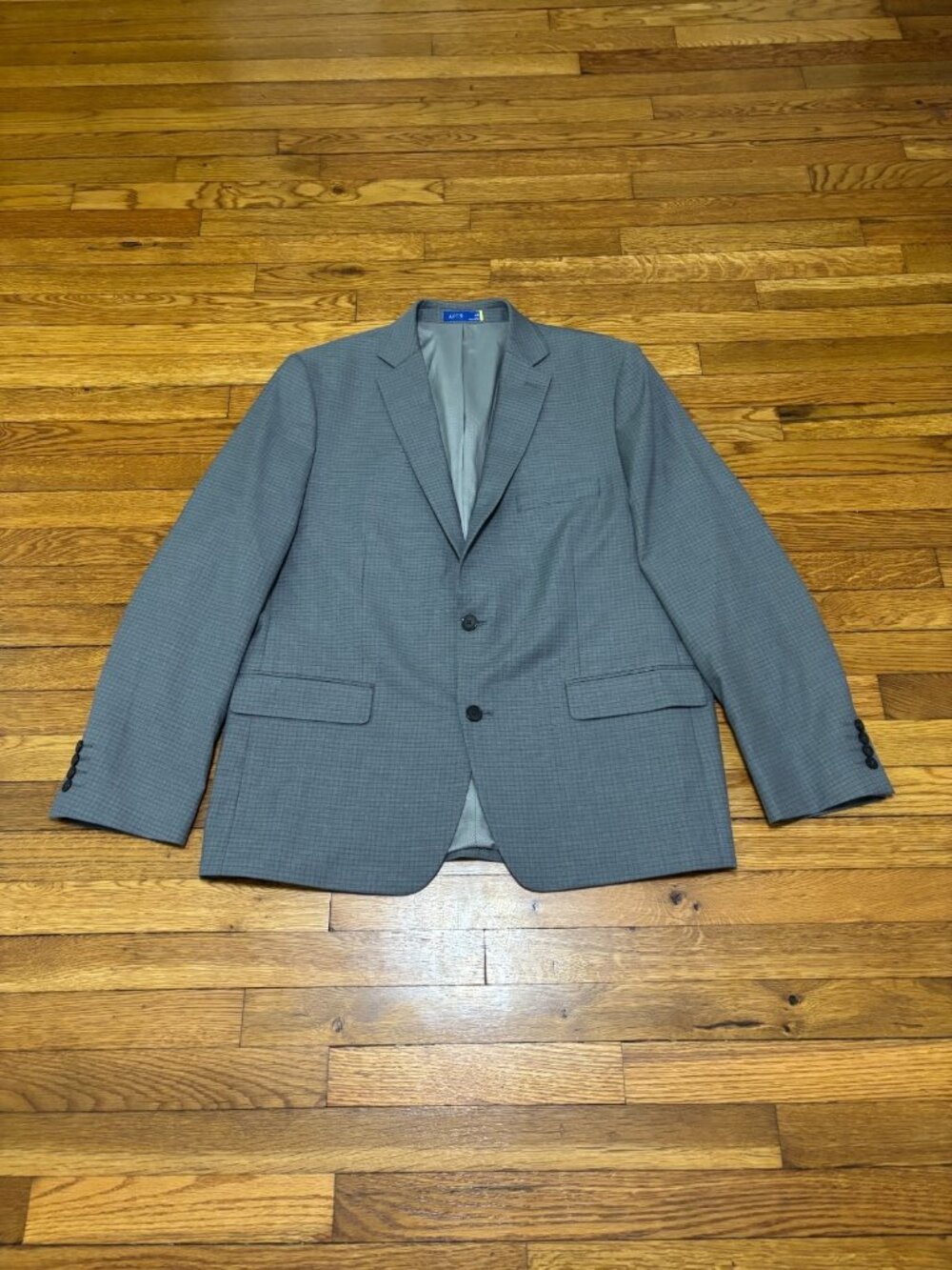Apt. 9 Men's Blazer Jacket Size 46R Slim Fit Gray Check 2 Button Sport Coat